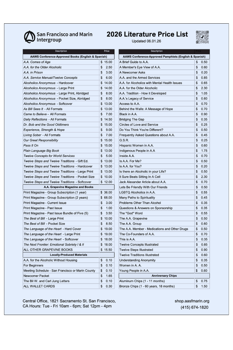 2026 Literature Price List (FREE)