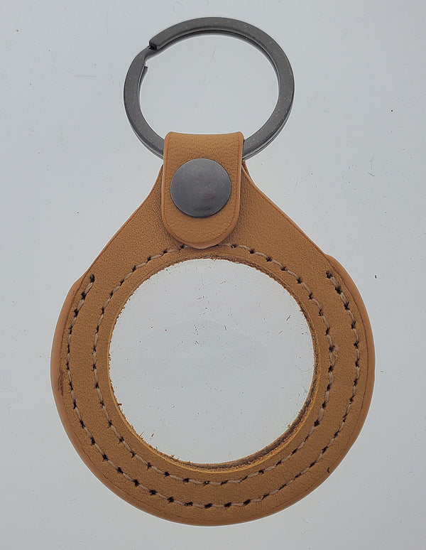 Faux Leather Key Chain Medallion Holder - Black