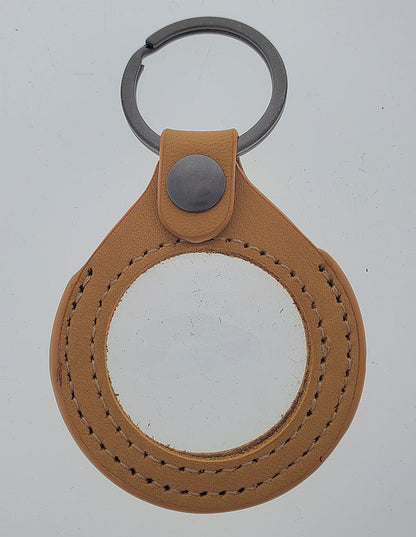 Faux Leather Key Chain Medallion Holder - Black