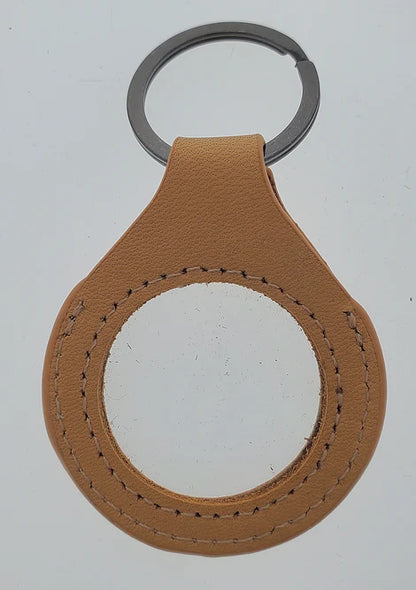 Faux Leather Key Chain Medallion Holder - Black