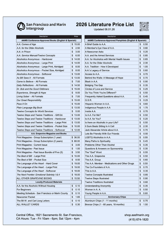 2026 Literature Price List (FREE)