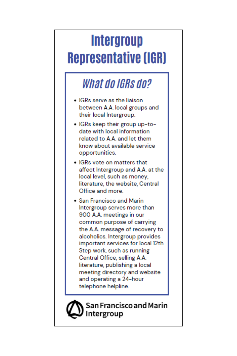 Intergroup Representative (IGR) Rack Card (FREE)