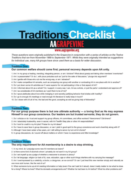 Traditions Checklist