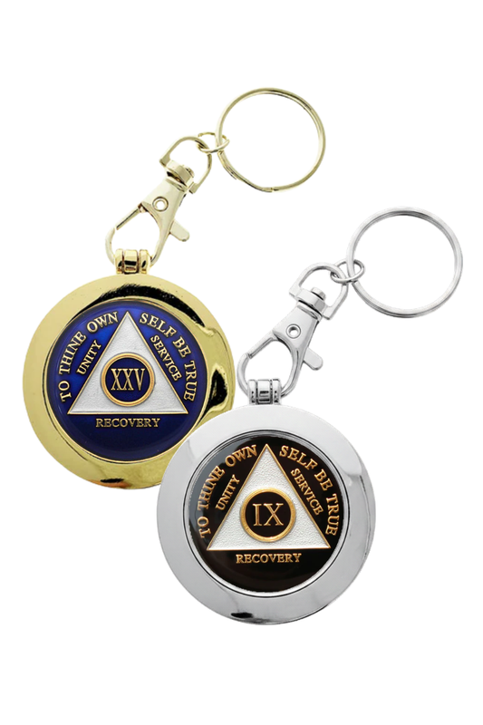 Hinged Medallion Holder with Clip and Key Chain