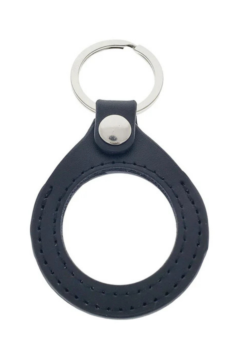 Faux Leather Key Chain Medallion Holder - Black