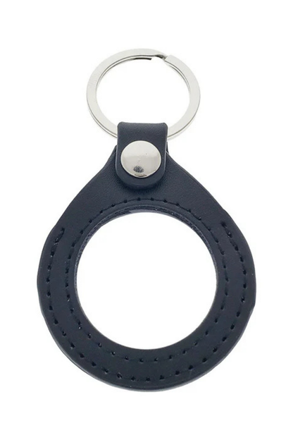 Faux Leather Key Chain Medallion Holder - Black