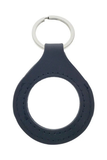 Faux Leather Key Chain Medallion Holder - Black