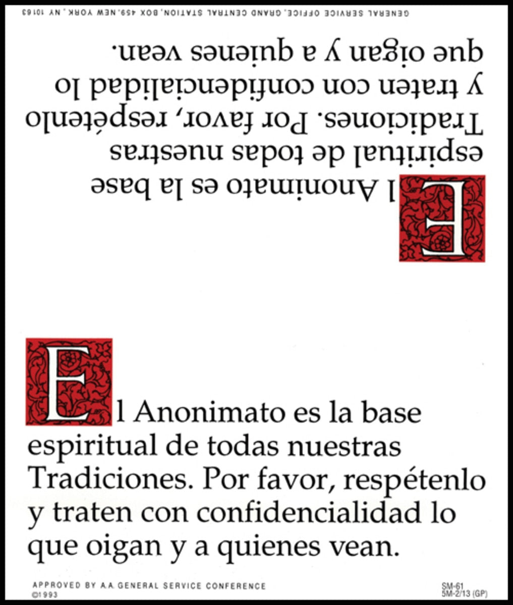 Tarjeta de Declaración de Anonimato