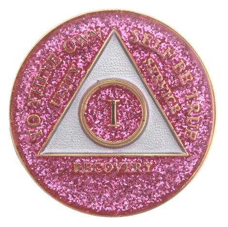 Glitter Tri-Plate Medallions - Pink