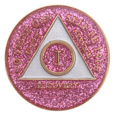 Glitter Tri-Plate Medallions - Pink