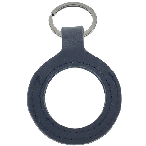 Real Leather Key Chain Medallion Holder - Black