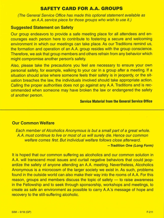 Safety Card